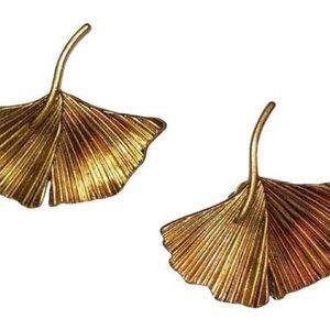 Beautiful YSL Saint Laurent Ginko Biloba Leaf Sculptural Earrings